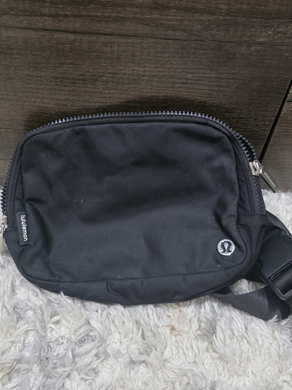 lululemon athletica Black Belt Bag with Silver Logo